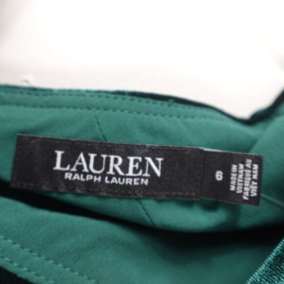 Ralph Lauren Womens Chiffon Velvet One-Shoulder Green Flowy Dress Size 6 - Picture 7 of 10